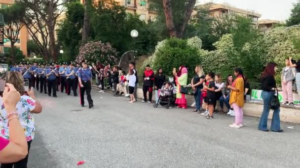 Roma Marzo 2023 Suona Banda Polizia Italiana Vacanza Scuola — Video Stock