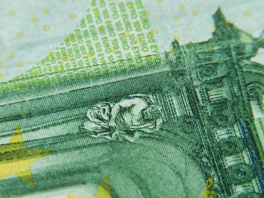 100 Euro 'luk banknotlar yakın plan makro para