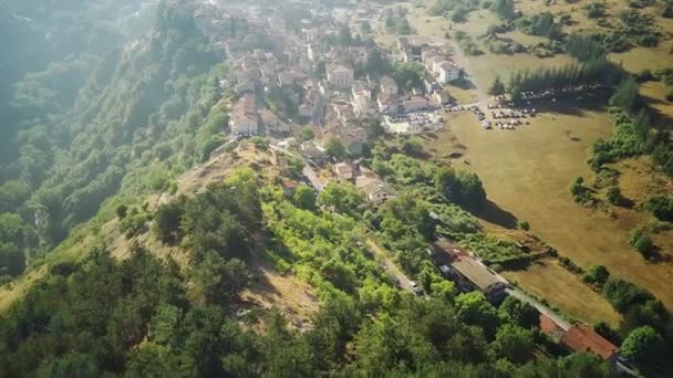Drone View Town Mountains Abruzzo Italy — Stock Video
