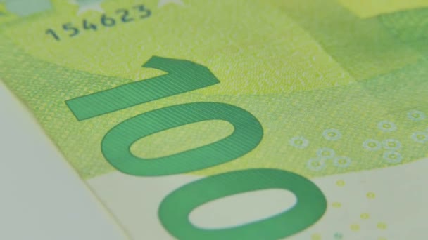 Εκατό Ευρώ Μετρητά Μακροεντολή 100 Ευρώ Μετρητά Μακροπρόθεσμα Τραπεζογραμμάτια Ευρώ — Αρχείο Βίντεο