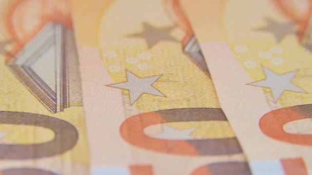 Счет Евро Вращается Крупным Планом Банкноты Наличных Евро Ротация Денежных — стоковое видео