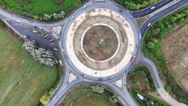 Вид Воздуха Автомобили Движущиеся Кругу Городском Движении Высококачественные Кадры — стоковое видео