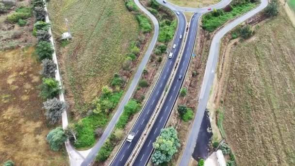 Arial Widok Nowoczesnego Transportu Autostrady Expressway Road Widok Góry Ważna — Wideo stockowe