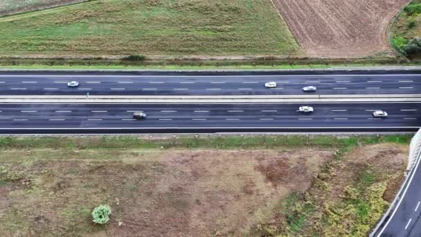 Arial Weergave Van Modern Vervoer Met Expressway Road Highway Top — Stockvideo