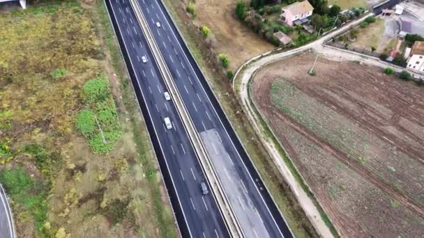 Arial Vista Del Trasporto Moderno Con Autostrada Expressway Road Top — Video Stock