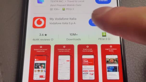 Rzym Włochy Września 2023 Pobierz Telefonu Mojego Vodafone — Wideo stockowe