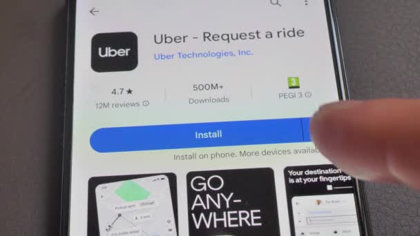 Rome Italy Szeptember 2023 Letöltés Telefon Uber — Stock videók