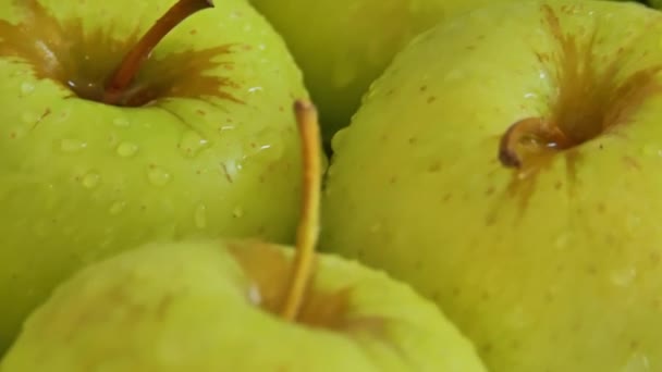 Man Äter Äpple Närbild Manlig Mun Som Äter Färsk Frukt — Stockvideo