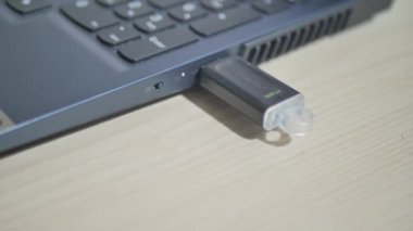 Flaş bellek bilgisayardan çıkarıldı, Dolly 'nin yakın plan bir görüntüsü.