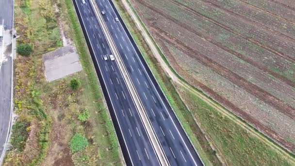 Arial Vista Transporte Moderno Con Autopista Carretera Autopista Vista Superior — Vídeo de stock