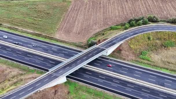 Arial View Modern Transportation Express Road Highway Важная Инфраструктура — стоковое видео