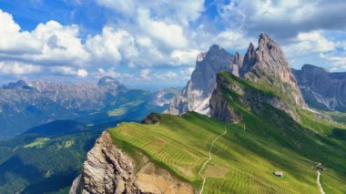 Seceda 'nın doğal manzarası, Val Gardena, Dolomitler İtalya