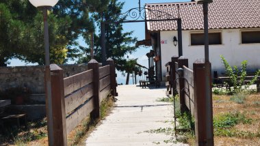 Sakin, ahşap bir yürüyüş yolu, uzun ağaçlar ve yeşilliklerle çevrili büyüleyici bir kırsal bölgeye götürür. Ziyaretçileri açık gökyüzünün altına davet eder..