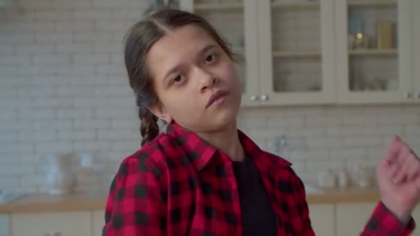Saçları Örgülü Zarif Çekici Bir Genç Kızın Portresi Modern Stil — Stok video