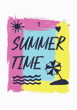 Yaz dönemi illüstrasyonu. Grunge çizgileri vektör arkaplanı.