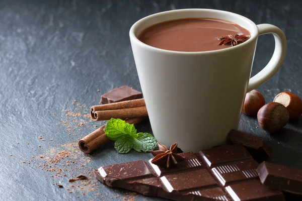 Forró Csokoládé Csészében Adalékanyagokkal — Stock Fotó