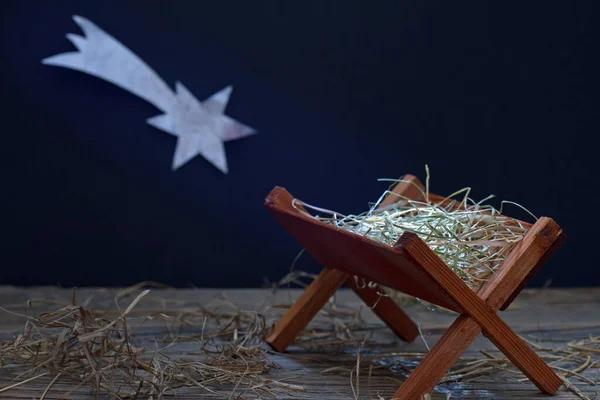 Φάτνη Και Αστέρι Της Βηθλεέμ Αφηρημένη Έννοια Σκηνή Χριστούγεννα Φάτνη — Φωτογραφία Αρχείου