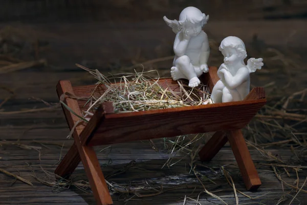 Manger Jesus Angels Abstract Christmas Nativity Scene Concept — Stock Photo, Image