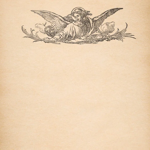 Anioł Religia Wiarę Chrześcijaństwo Vintage Stare Tło Tekstury Papieru — Zdjęcie stockowe
