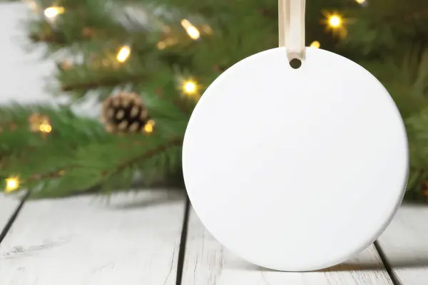 Okrągła Makieta Ornamentem Ceramicznym Boże Narodzenie Ozdoba Makieta — Zdjęcie stockowe