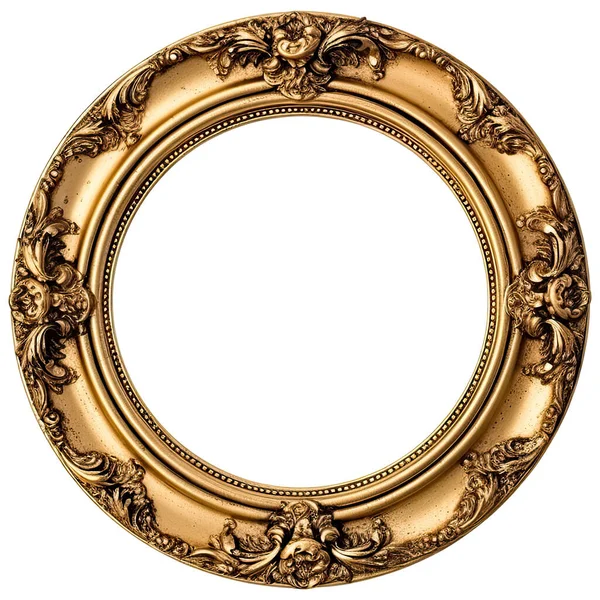 Golden Picture Frame Baroque Style Frame Isolated White Background Stock Image