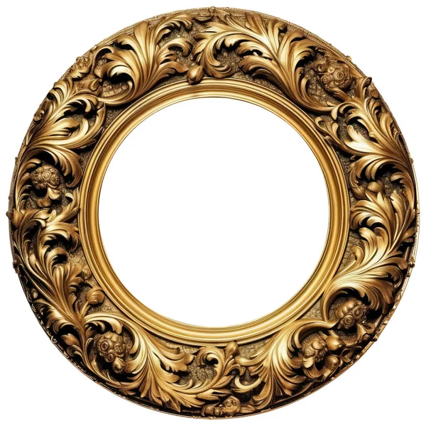 Picture Frame Isolated White Background Baroque Style Golden Frame Stock Photo
