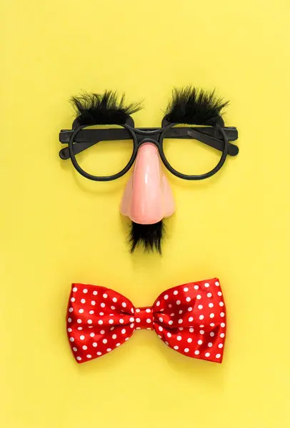 April Fool Day Clowning Props Clown Costume Accessories Yellow Background Stock Image