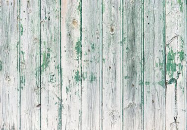 Soluk Yeşil Boyalı Eskimiş Tahta Kalaslar. Kırsal Ahşap Arkaplan