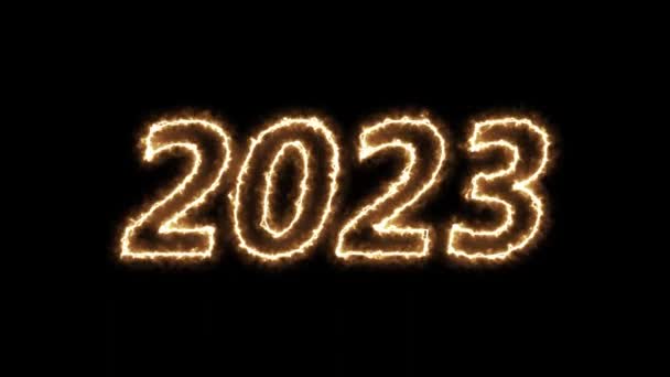 2023 Scintille Appaiono Uno Sfondo Nero Felice Anno Nuovo — Video Stock