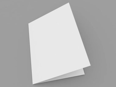 Gri arkaplanda boş tebrik kartı modeli. 3d resimleme.