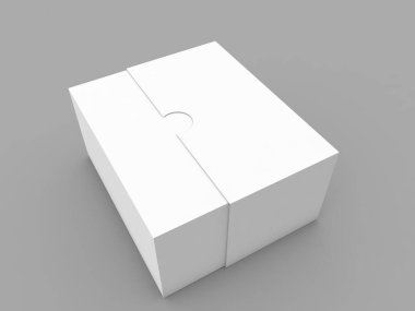 Sliding paper box on a gray background. 3d render illustration.