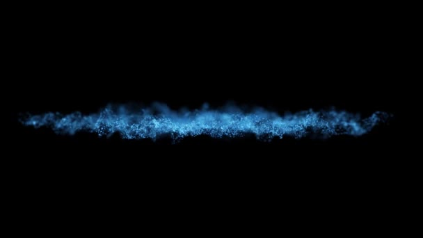 Абстрактна Блакитна Хвиля Частинок Чорному Тлі Відео Анімація — стокове відео