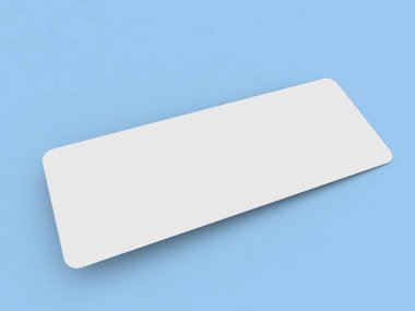 Mavi arka planda reklam kâğıdı modeli. 3d resimleme.