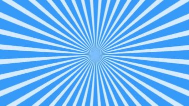 Pop art retro background with rotating blue and white sunbeams. Video animation.