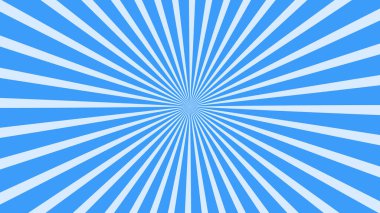 Mavili ve beyaz güneş ışınlı Pop Art retro arka planı. 3d resimleme.
