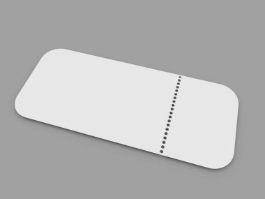 Gri bir arka planda yırtık kağıt kupon. 3d resimleme.