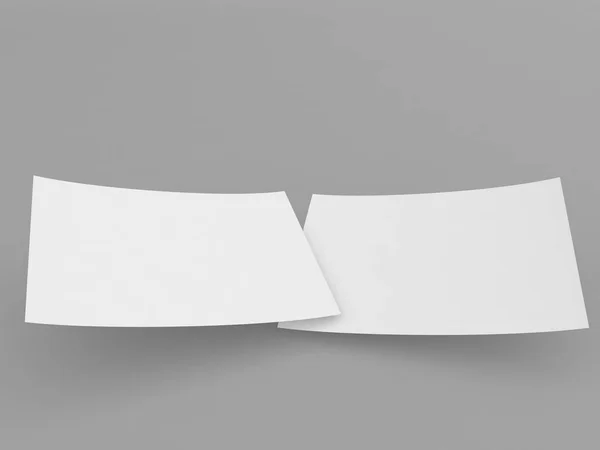 Δύο Λευκά Mockups Κενό Διαφημιστικό Φυλλάδιο Γκρι Φόντο Καθιστούν Απεικόνιση — Φωτογραφία Αρχείου