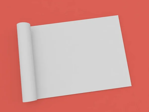 Rolled Roll White Paper Size Red Background Render Illustration — Stock Photo, Image