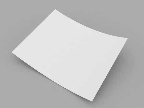 Curved Sheet Paper Gray Background Render Illustration — Foto Stock