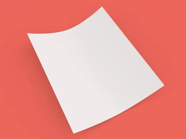 Curved Sheet Paper Red Background Render Illustration — Stock Photo, Image