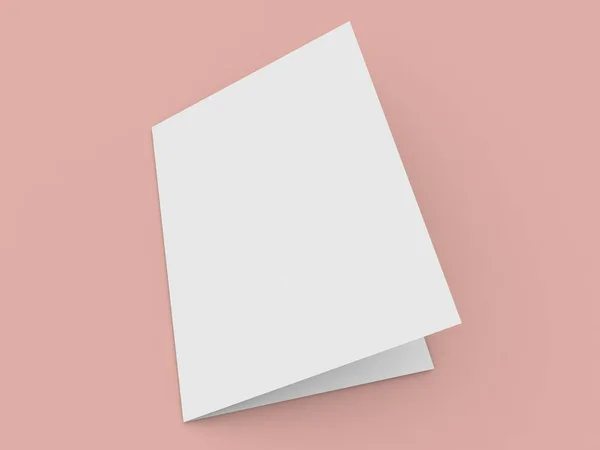 Dvojitá Otevřená Brožura Mockup Růžovém Pozadí Vykreslení Ilustrace — Stock fotografie