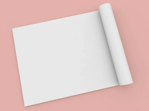 Feltekert Tekercs Fehér Papír Méretű Narancssárga Alapon Rendezés Illusztráció — Stock Fotó