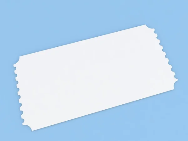 青色の背景にテールオフ紙のクーポン空白のまま 3Dレンダリング図 — ストック写真