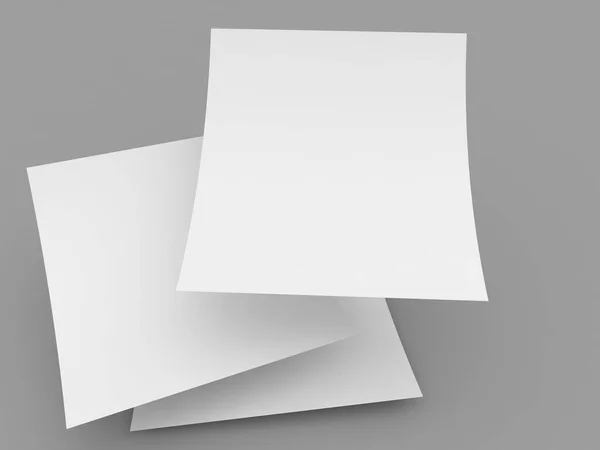 灰色の背景にA4用紙の湾曲したシート 3Dレンダリング図 — ストック写真