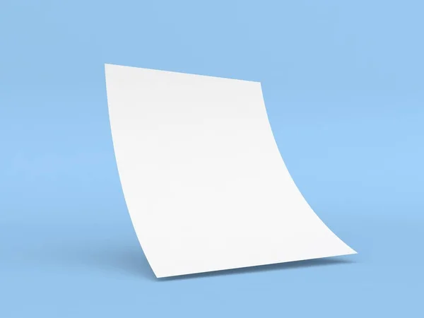 파란색 배경에 종이의 곡선된 렌더링 일러스트 — 스톡 사진