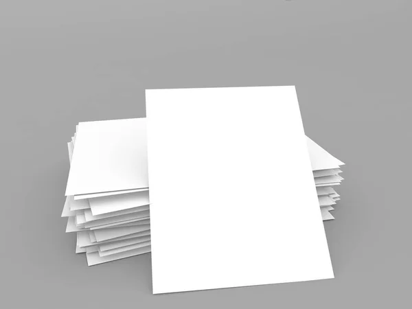 Una Pila Carta Ufficio Foglio Sfondo Grigio Illustrazione Rendering — Foto Stock