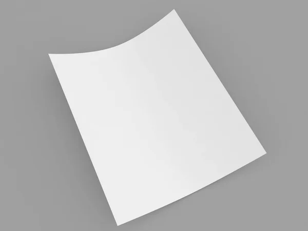 Arkusz Zakrzywionego Papieru Szarym Tle Ilustracja Renderowania — Zdjęcie stockowe