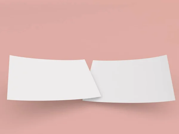 Két Fehér Mockup Üres Hirdetési Szórólap Rózsaszín Háttérrel Rendezés Illusztráció — Stock Fotó