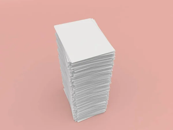 ピンクのバックグラウンドにA4紙の大きなスタック 3Dレンダリングイラスト — ストック写真