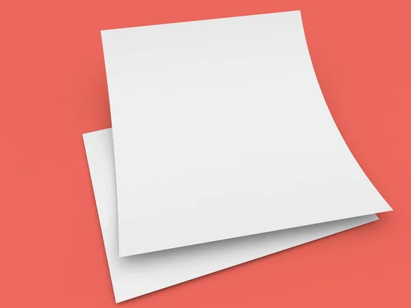 Two Sheets Paper Red Background Render Illustration — Stock Photo, Image